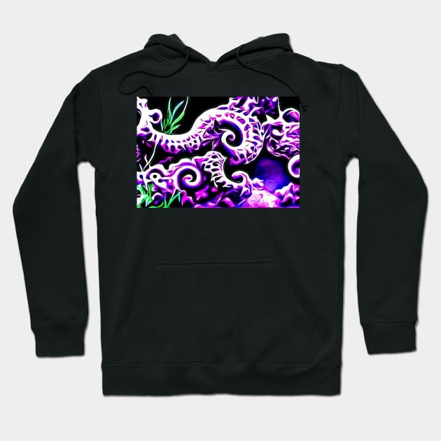 Fractal Art - Purple Aesthetic - Seahorses Hoodie by BubbleMench